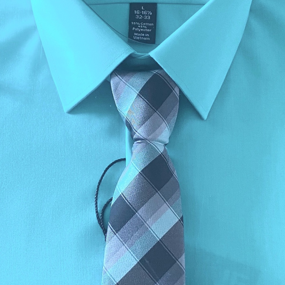 Teal Dress Shirt and Tie Set Size L